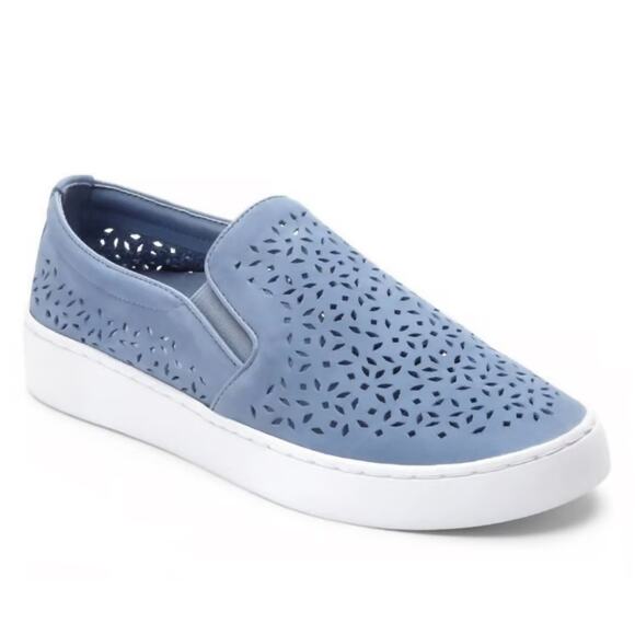 Vionic 'Midi Perf' Women's 6.5 Blue Leather Perforated Comfort Sneaker Slip On - Picture 1 of 10